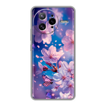Силиконовый чехол на Poco F7 Ultra с принтом цветы бабочки Силиконовый чехол на Poco F7 Ultra с принтом цветы бабочки