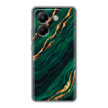 Силиконовый чехол на Poco M7 Pro 5G с принтом Мрамор зеленое золото Силиконовый чехол на Poco M7 Pro 5G с принтом Мрамор зеленое золото