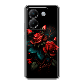 Силиконовый чехол на Poco M7 Pro 5G с принтом Розы красные Силиконовый чехол на Poco M7 Pro 5G с принтом Розы красные