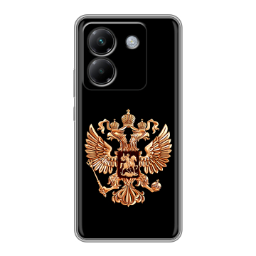 Силиконовый чехол на Poco M7 Pro 5G с принтом Герб России золотой Силиконовый чехол на Poco M7 Pro 5G с принтом Герб России золотой