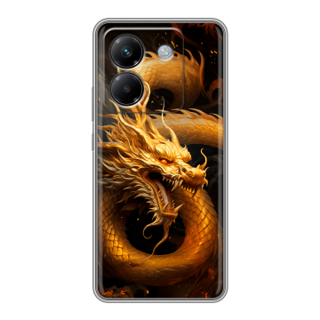 Силиконовый чехол на Poco M7 Pro 5G с принтом Золотой дракон Силиконовый чехол на Poco M7 Pro 5G с принтом Золотой дракон