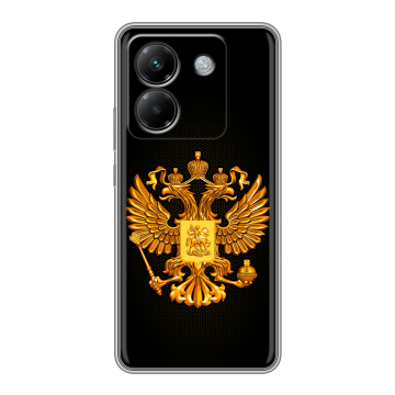 Силиконовый чехол на Poco M7 Pro 5G с принтом Герб России желтый Силиконовый чехол на Poco M7 Pro 5G с принтом Герб России желтый