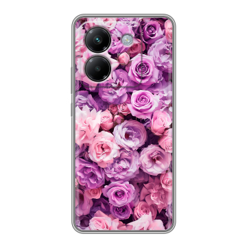 Силиконовый чехол на Poco M7 Pro 5G с принтом лавандовые розы Силиконовый чехол на Poco M7 Pro 5G с принтом лавандовые розы