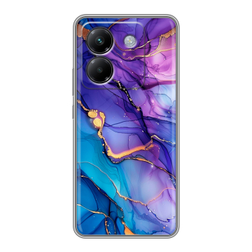 Силиконовый чехол на Poco M7 Pro 5G с принтом синий мрамор Силиконовый чехол на Poco M7 Pro 5G с принтом синий мрамор