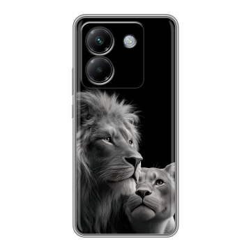 Силиконовый чехол на Poco M7 Pro 5G с принтом Лев кошки Силиконовый чехол на Poco M7 Pro 5G с принтом Лев кошки