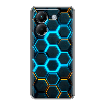 Силиконовый чехол на Poco M7 Pro 5G с принтом Неоновые соты Силиконовый чехол на Poco M7 Pro 5G с принтом Неоновые соты