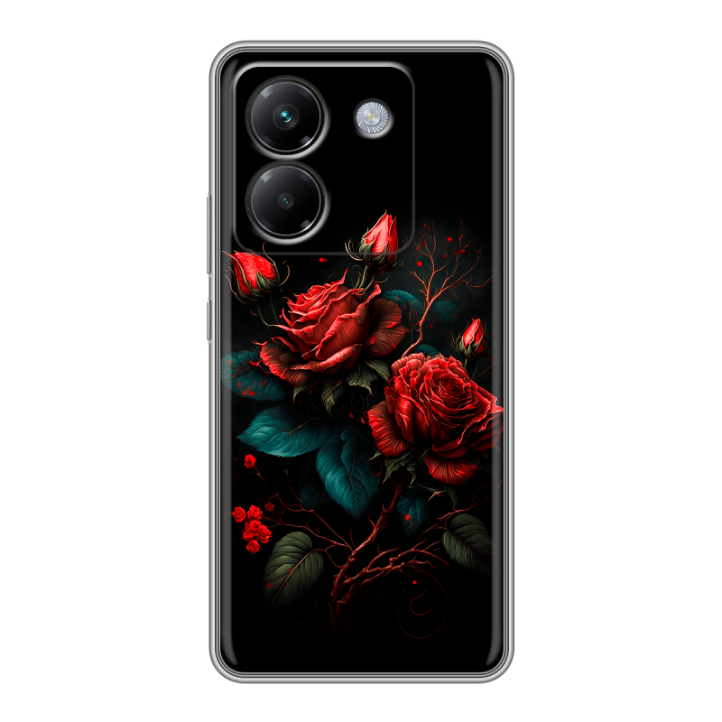 Силиконовый чехол на Poco M7 Pro 5G с принтом Розы красные Силиконовый чехол на Poco M7 Pro 5G с принтом Розы красные