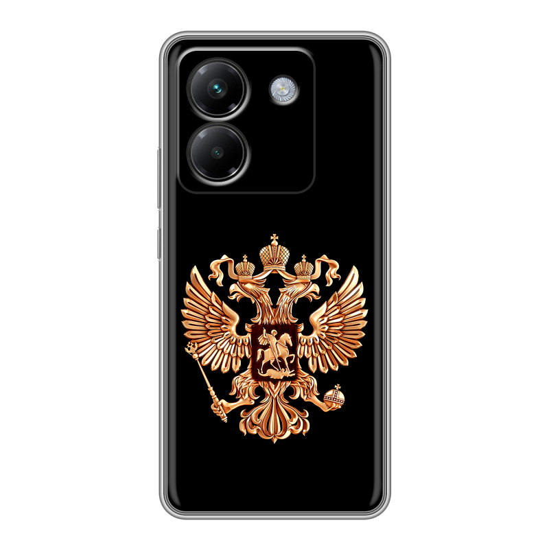 Силиконовый чехол на Poco M7 Pro 5G с принтом Герб России золотой Силиконовый чехол на Poco M7 Pro 5G с принтом Герб России золотой
