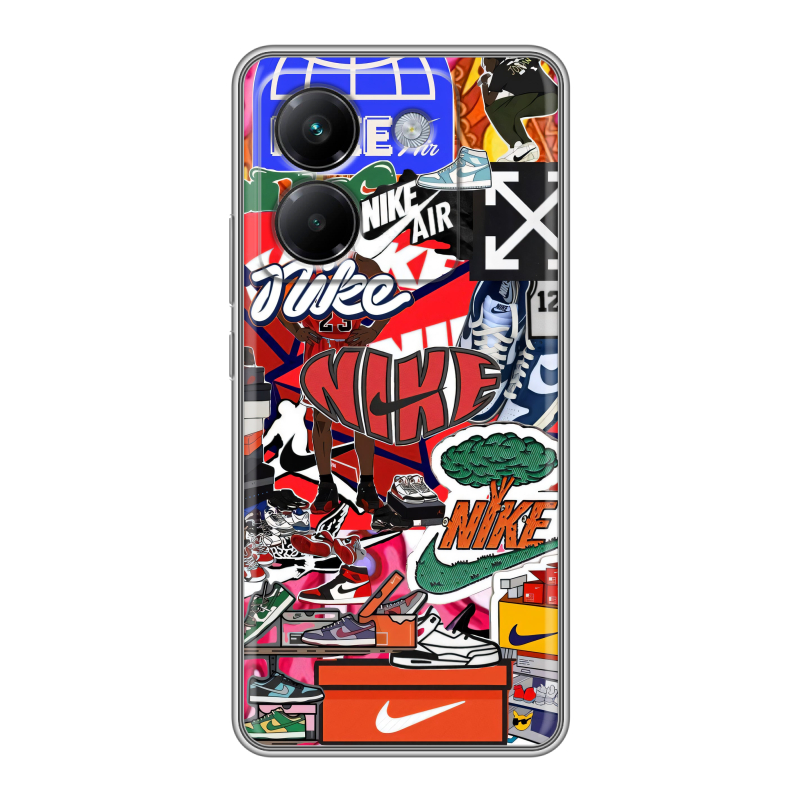 Силиконовый чехол на Poco M7 Pro 5G с принтом Найк Nike яркий Силиконовый чехол на Poco M7 Pro 5G с принтом Найк Nike яркий
