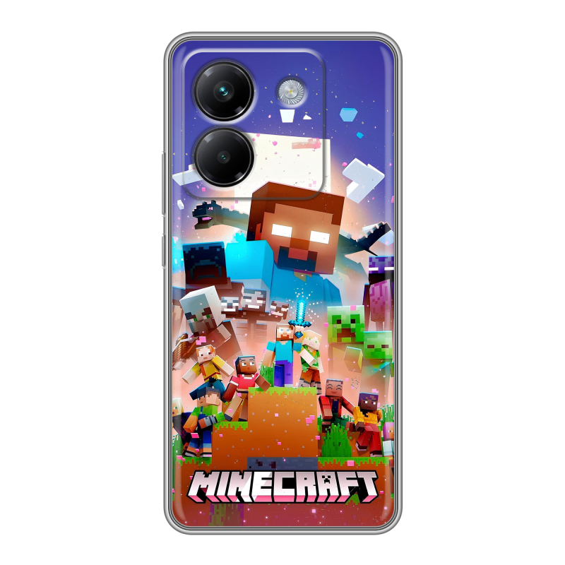 Силиконовый чехол на Poco M7 Pro 5G с принтом Майнкрафт Minecraft Силиконовый чехол на Poco M7 Pro 5G с принтом Майнкрафт Minecraft