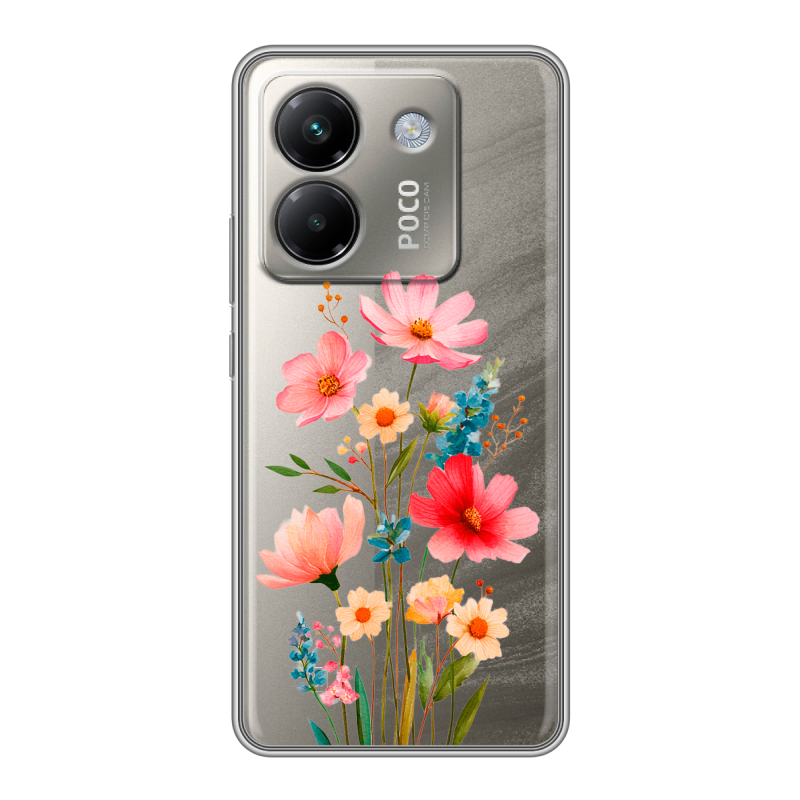 Силиконовый чехол на Poco M7 Pro 5G с принтом Цветы Силиконовый чехол на Poco M7 Pro 5G с принтом Цветы