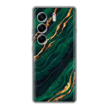 Силиконовый чехол на Tecno Camon 40 с принтом Мрамор зеленое золото