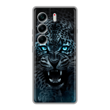 Силиконовый чехол на Tecno Camon 40 с принтом Темный леопард