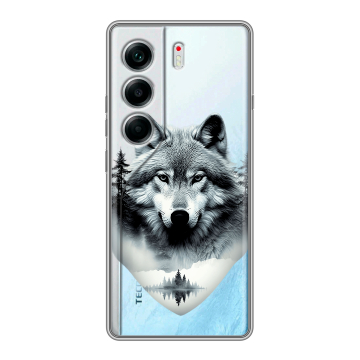 Силиконовый чехол на Tecno Camon 40 с принтом Волк в лесу