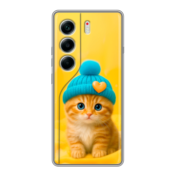 Силиконовый чехол на Tecno Camon 40 с принтом Котенок в шапке
