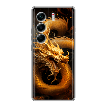 Силиконовый чехол на Tecno Camon 40 с принтом Золотой дракон Силиконовый чехол на Tecno Camon 40 с принтом Золотой дракон