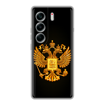 Силиконовый чехол на Tecno Camon 40 с принтом Герб России желтый