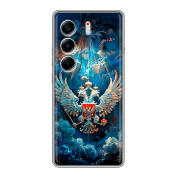 Силиконовый чехол на Tecno Camon 40 с принтом Герб флаг России