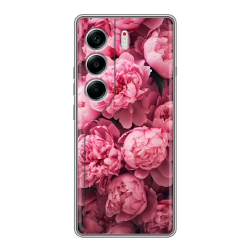 Силиконовый чехол на Tecno Camon 40 с принтом цветы пионы