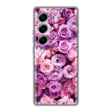 Силиконовый чехол на Tecno Camon 40 с принтом лавандовые розы