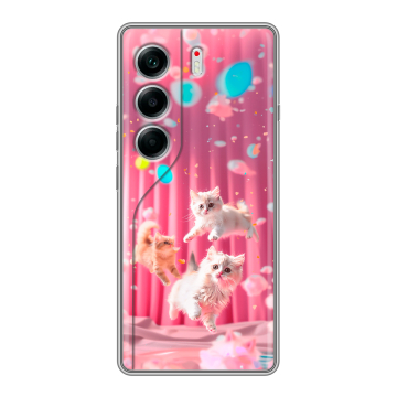 Силиконовый чехол на Tecno Camon 40 с принтом милые котики