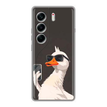 Силиконовый чехол на Tecno Camon 40 с принтом утка в очках