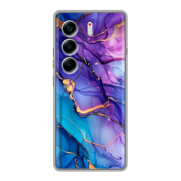 Силиконовый чехол на Tecno Camon 40 с принтом синий мрамор