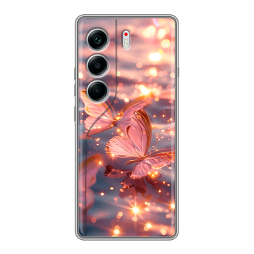 Силиконовый чехол на Tecno Camon 40 с принтом бабочки розовые