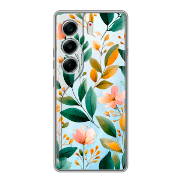 Силиконовый чехол на Tecno Camon 40 с принтом Цветы паттерн