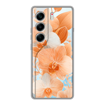Силиконовый чехол на Tecno Camon 40 с принтом Бежевые цветы