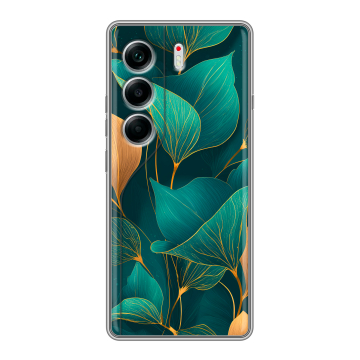 Силиконовый чехол на Tecno Camon 40 с принтом Листья и золото