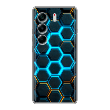 Силиконовый чехол на Tecno Camon 40 с принтом Неоновые соты