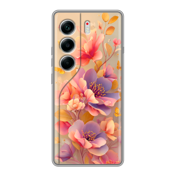 Силиконовый чехол на Tecno Camon 40 с принтом Цветы и бабочки