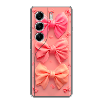 Силиконовый чехол на Tecno Camon 40 с принтом Розовые бантики