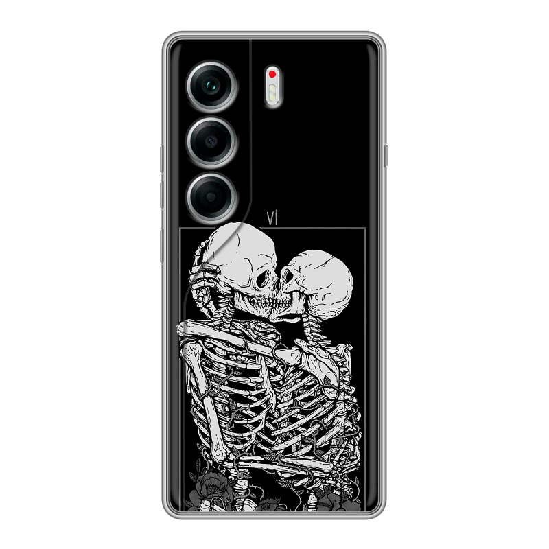 Силиконовый чехол на Tecno Camon 40 с принтом Поцелуй скелетов Силиконовый чехол на Tecno Camon 40 с принтом Поцелуй скелетов
