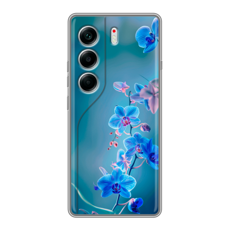 Силиконовый чехол на Tecno Camon 40 с принтом Голубые цветы Силиконовый чехол на Tecno Camon 40 с принтом Голубые цветы