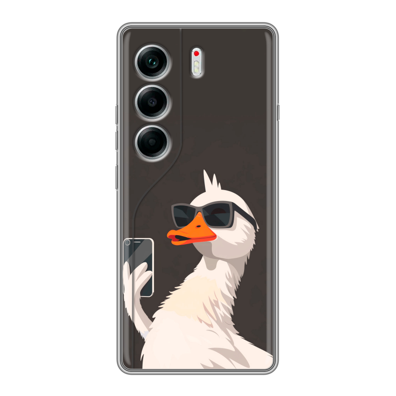 Силиконовый чехол на Tecno Camon 40 с принтом утка в очках Силиконовый чехол на Tecno Camon 40 с принтом утка в очках