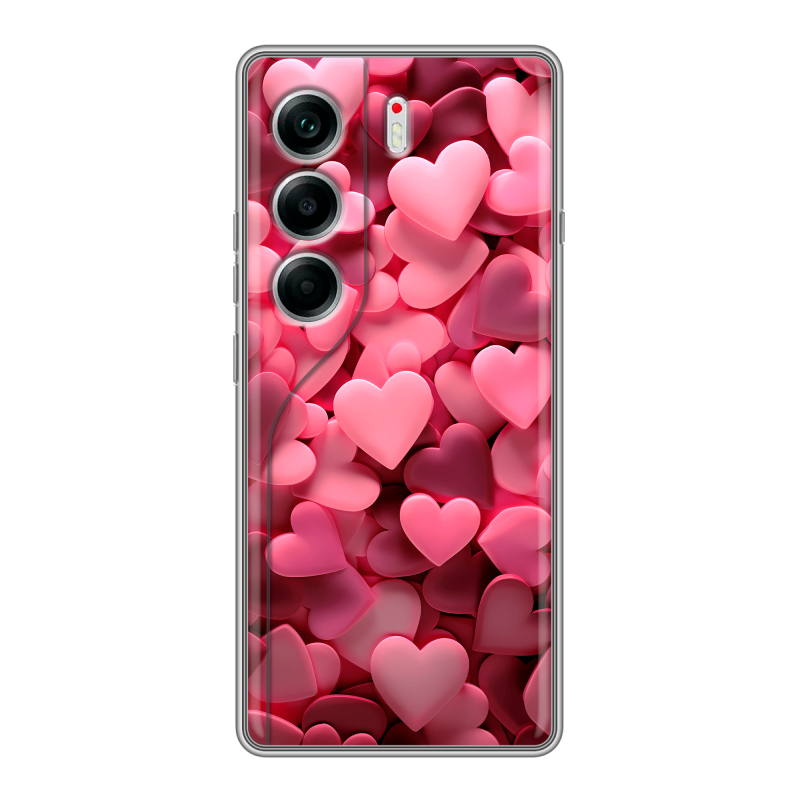 Силиконовый чехол на Tecno Camon 40 с принтом розовые сердечки Силиконовый чехол на Tecno Camon 40 с принтом розовые сердечки