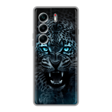 Силиконовый чехол на Tecno Camon 40 Pro 4G с принтом Темный леопард Силиконовый чехол на Tecno Camon 40 Pro 4G с принтом Темный леопард