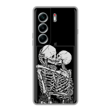 Силиконовый чехол на Tecno Camon 40 Pro 4G с принтом Поцелуй скелетов