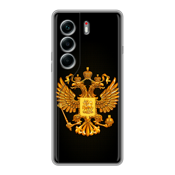 Силиконовый чехол на Tecno Camon 40 Pro 4G с принтом Герб России желтый