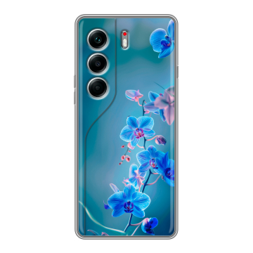 Силиконовый чехол на Tecno Camon 40 Pro 4G с принтом Голубые цветы