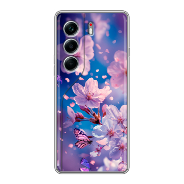 Силиконовый чехол на Tecno Camon 40 Pro 4G с принтом цветы бабочки
