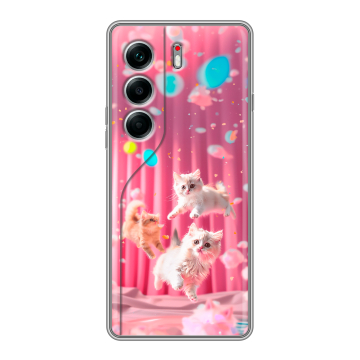 Силиконовый чехол на Tecno Camon 40 Pro 4G с принтом милые котики