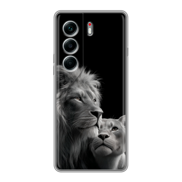 Силиконовый чехол на Tecno Camon 40 Pro 4G с принтом Лев кошки
