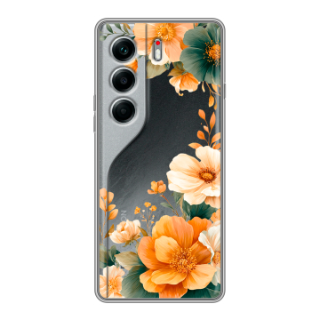 Силиконовый чехол на Tecno Camon 40 Pro 4G с принтом Цветы принт