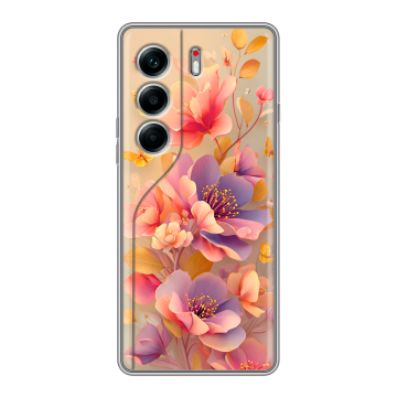Силиконовый чехол на Tecno Camon 40 Pro 4G с принтом Цветы и бабочки