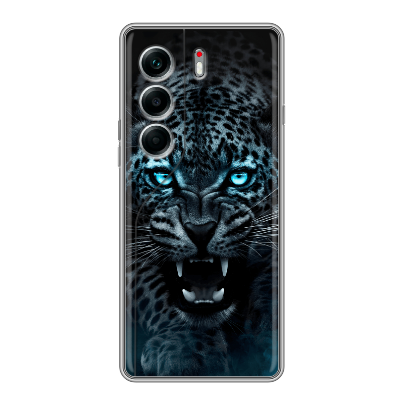 Силиконовый чехол на Tecno Camon 40 Pro 4G с принтом Темный леопард Силиконовый чехол на Tecno Camon 40 Pro 4G с принтом Темный леопард