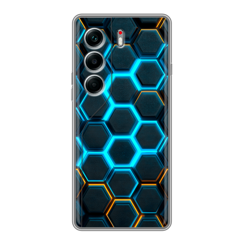 Силиконовый чехол на Tecno Camon 40 Pro 4G с принтом Неоновые соты Силиконовый чехол на Tecno Camon 40 Pro 4G с принтом Неоновые соты