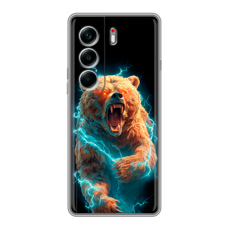 Силиконовый чехол на Tecno Camon 40 Pro 4G с принтом Медведь Силиконовый чехол на Tecno Camon 40 Pro 4G с принтом Медведь